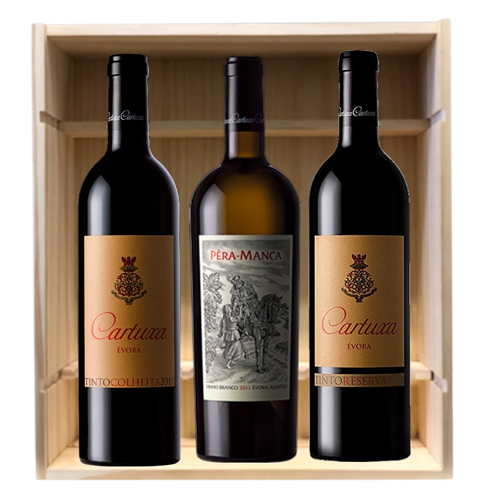 Kit 3 Vinhos Cartuxa Colheita - Cartuxa Reserva - Pera Manca Branco - Cx madeira