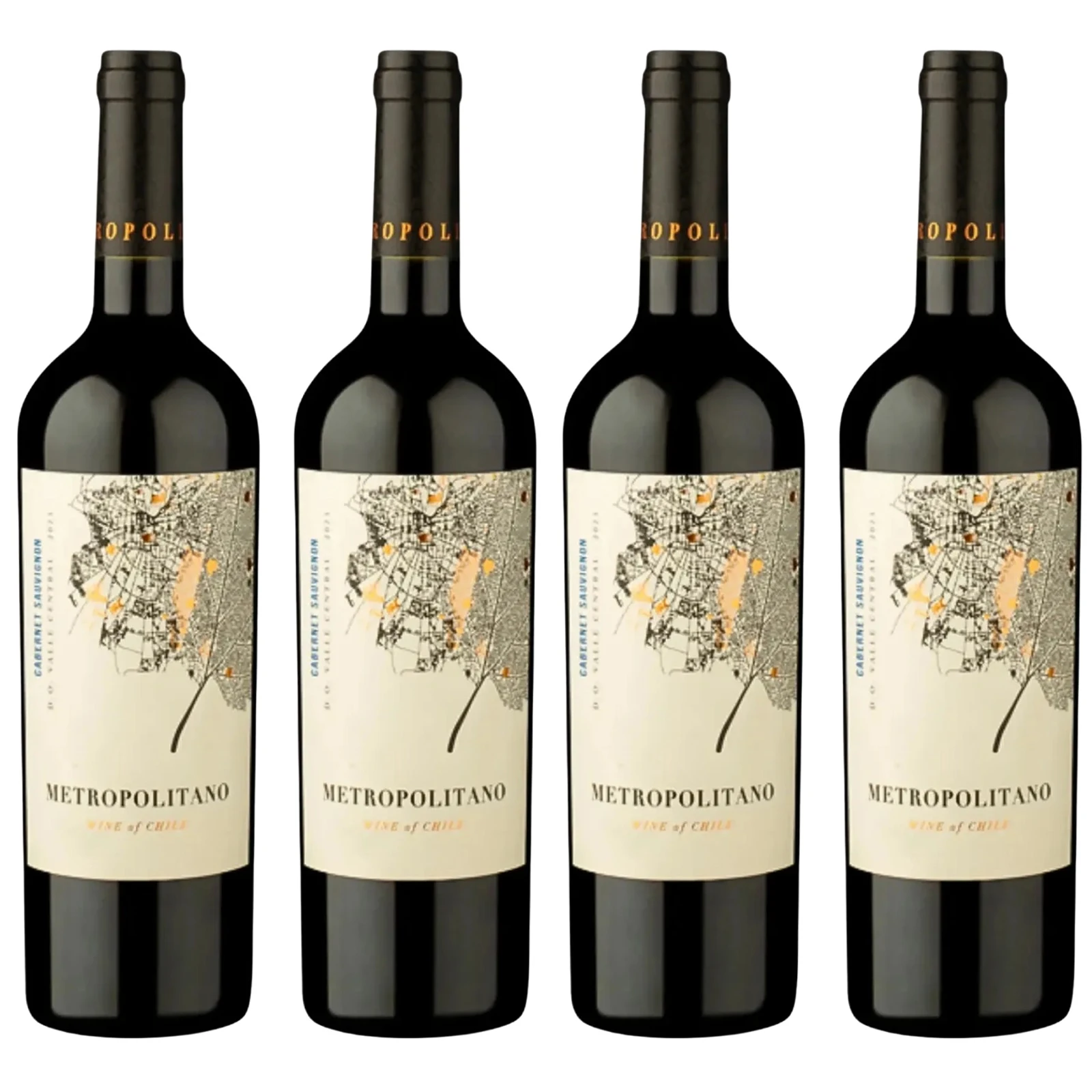 Kit 4x Vinho Metropolitano D.O. Valle Central Cabernet Sauvignon 750ml