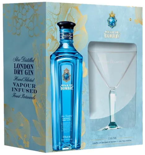 Kit Gin Star Of Bombay 750 ml + Taça Vidro